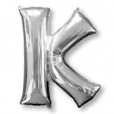 Silver Letter K Shaped Balloon 58cm x 86cm