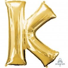 Gold Letter K Shaped Balloon 45cm x 81cm