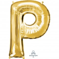Gold Letter P Shaped Balloon 58cm x 83cm