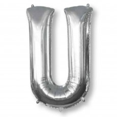 Letter U Silver Shaped Balloon 86cm