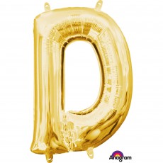 Letter D Gold CI: Shaped Balloon