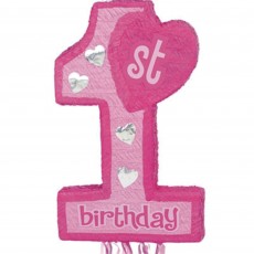 Girl's 1st Birthday Pink Pinata 55.24cm x 45.72cm x 7.62cm