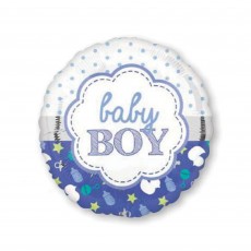 Baby Shower Baby Boy Boy Scallop Round Foil Balloon 22cm
