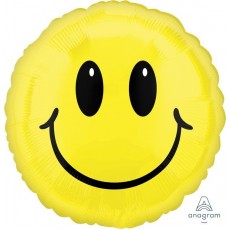 Yellow Smiley Face Round Foil Balloon 71cm