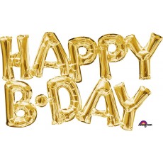 Happy Birthday Gold HAPPY B.DAY Shaped Balloon 2 x 76cm x 48cm