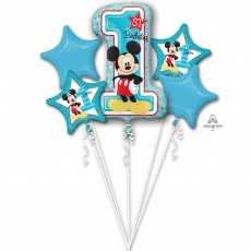 Mickey Mouse 1st Birthday Bouquet Foil Balloons 5 pk