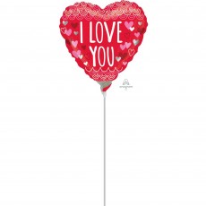 I Love You Sketchy Scallops Heart Shaped Balloon 10cm