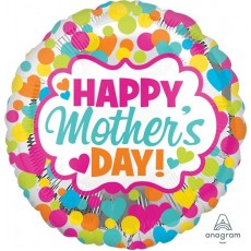 Happy Mother's Day! Dots & Hearts Round Shaped Balloon 71cm