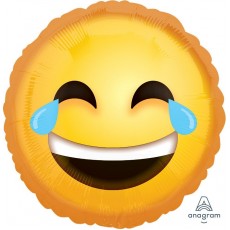 Emoji Laughing Emoticon Round Foil Balloon 45cm