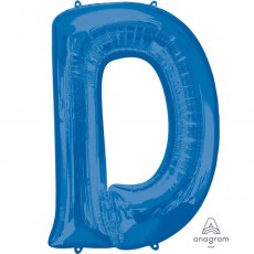 Blue Letter D SuperShape Shaped Balloon 86cm