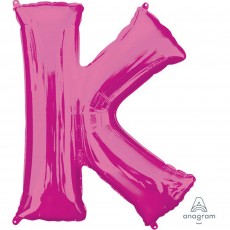 Pink Letter K SuperShape Shaped Balloon 86cm