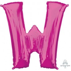 Pink Letter W SuperShape Shaped Balloon 86cm