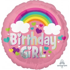 Birthday Girl Rainbow Fun Round Foil Balloon 45cm