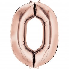 Number 0 Party Decorations - Shaped Balloon SuperShape Rose Gold 86cm