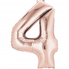 Number 4 Rose Gold SuperShape Shaped Balloon