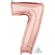 Number 7 Party Decorations - Shaped Balloon Mid-Size Rose Gold 66cm