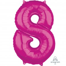 Number 8 Pink Mid-Size Shaped Balloon