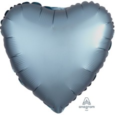 Satin Luxe Steel Blue Heart Shaped Balloon 45cm