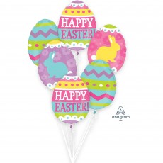 Happy Easter! Egg Hunt Bouquet Foil Balloons 6 pk