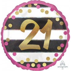 21st Birthday Pink & Gold Milestone Standard Holographic Foil Balloon