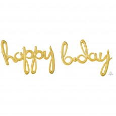 Happy Birthday Gold  Shaped Balloon