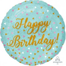 Happy Birthday! Holographic Woo Hoo Round Foil Balloon 45cm