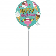 Ice Cream Happy Birthday Round Foil Balloon 22cm