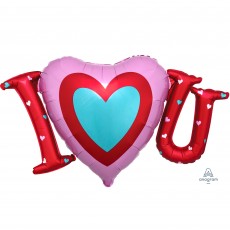 Love I Heart You Satin Infused Shaped Balloon 83cm x 48cm