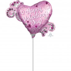 Happy Valentine's Day! Satin Heart & Swirls Mini Shaped Balloon