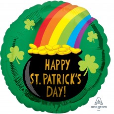 Happy St Patrick's Day! Pot of Gold Round Foil Balloon 45cm