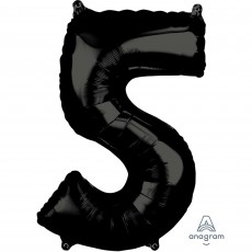 Number 5 Black Mid-Size Shaped Balloon