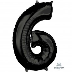 Number 6 Party Decorations - Shaped Balloon Mid-Size Black 66cm