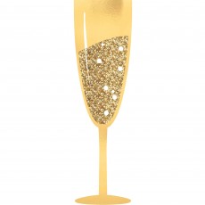 New Year Gold Glittered Jumbo Champagne Glasses Photo Props 56cm x 15cm 2 pk