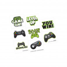 Level Up Gaming Party Supplies - Favours Tattoos Game On