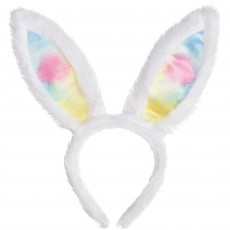Rainbow & White Easter Bunny Fabric Ears 27cm x 12cm