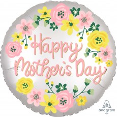 Happy Mother's Day Satin Infused Floral Round Foil Balloon 45cm