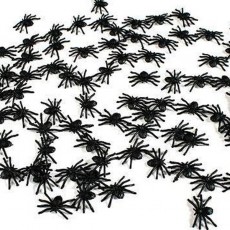Halloween Black Mini Plastic Spiders Favours 1.2cm 50 pk