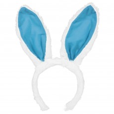 Easter Party Supplies - Blue & White Fabric Bunny Ears