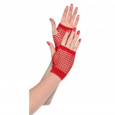 Red Party Supplies - Short Fishnet Gloves