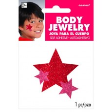Red Party Supplies - Glitter Star Body Jewellery