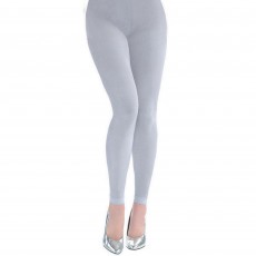 Silver Footless Tights Women's Costume Adult Standard Size