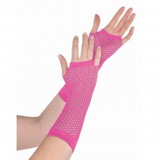 Pink Party Supplies - Long Fishnet Gloves