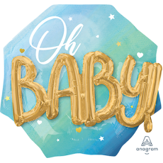 Oh Baby Boy Blue Oh Baby! Shaped Balloon 76cm x 71cm