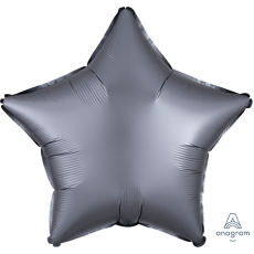 Satin Luxe Graphite Silver Star Shaped Balloon 45cm