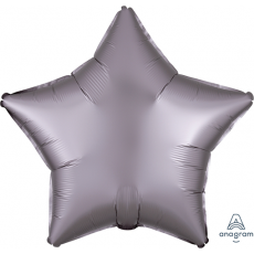 Satin Luxe Greige Silver Star Shaped Balloon 45cm