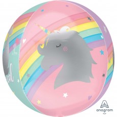 Magical Rainbow Unicorn Orbz XL Shaped Balloon 38cm x 40cm