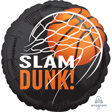 Basketball Fan Slam Dunk! Nothin' But Net Basketbal Round Foil Balloon 45cm
