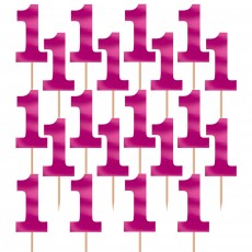 Number 1 Party Supplies - Party Picks Foil Pink