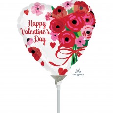 Happy Valentine's Day Lovely Roses Heart Shaped Balloon 22cm