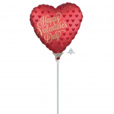 Happy Valentine's Day Satin Infused Sangria Heart Shaped Balloon 10cm